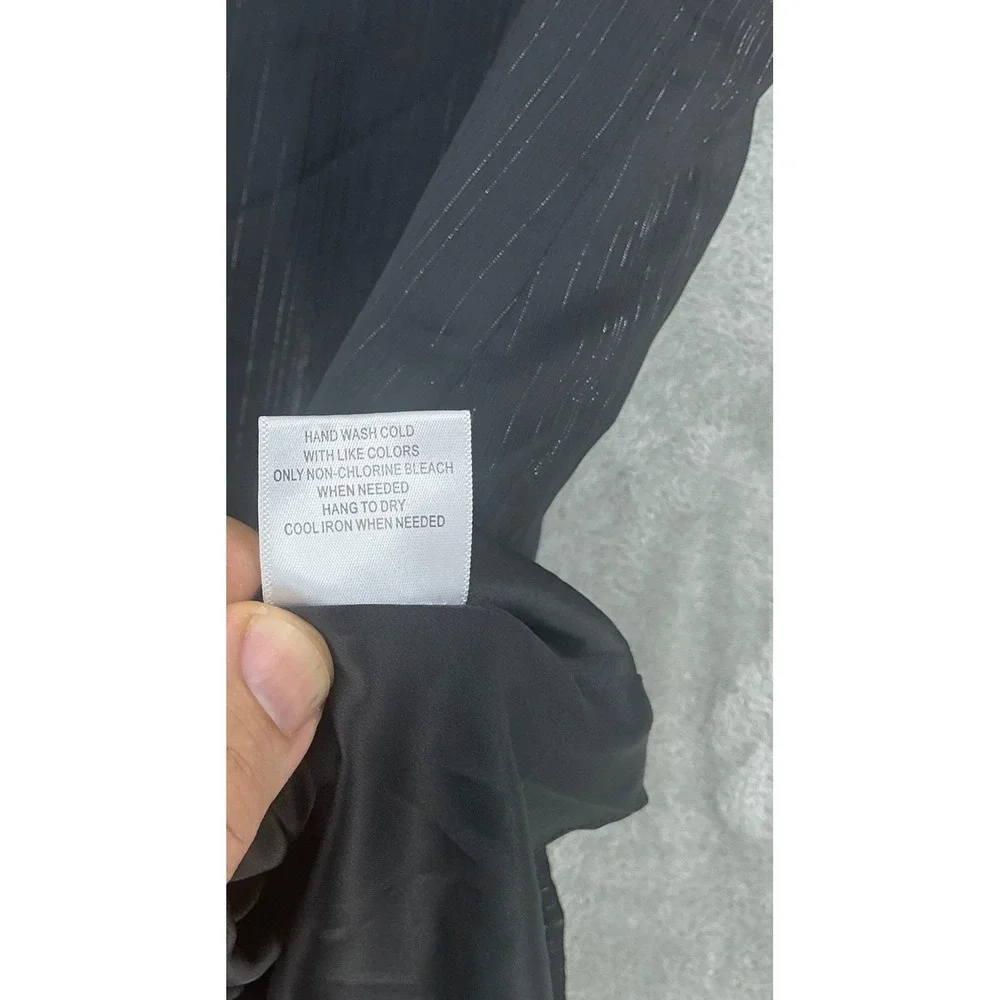 ModCloth Blouse Womens Small Silver Metallic‎ Pinstripe Peter Pan Collar Tank
